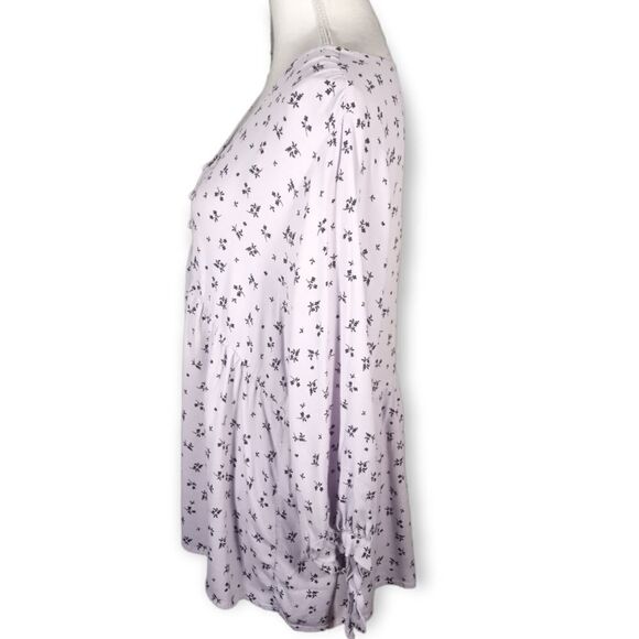 THE NINES BY HATCH LAVENDER & BLACK FLORAL MATERNITY TOP SZ.L EUC - Picture 4 of 7